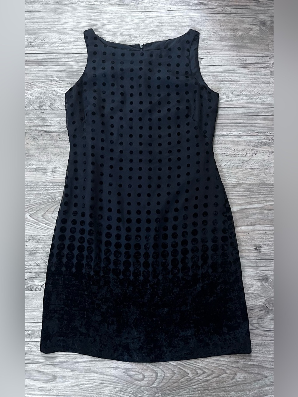 Vintage 90s Donna Morgan Black Velvet Polka Dot Dress 10